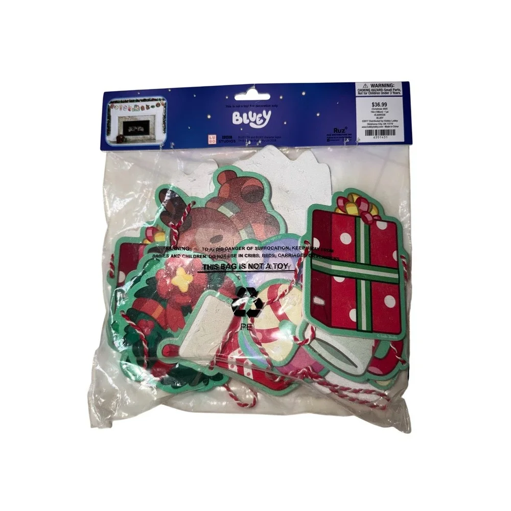 Bluey Christmas Wall Decor Garland Heeler Family‎ Holiday Banner 74in New